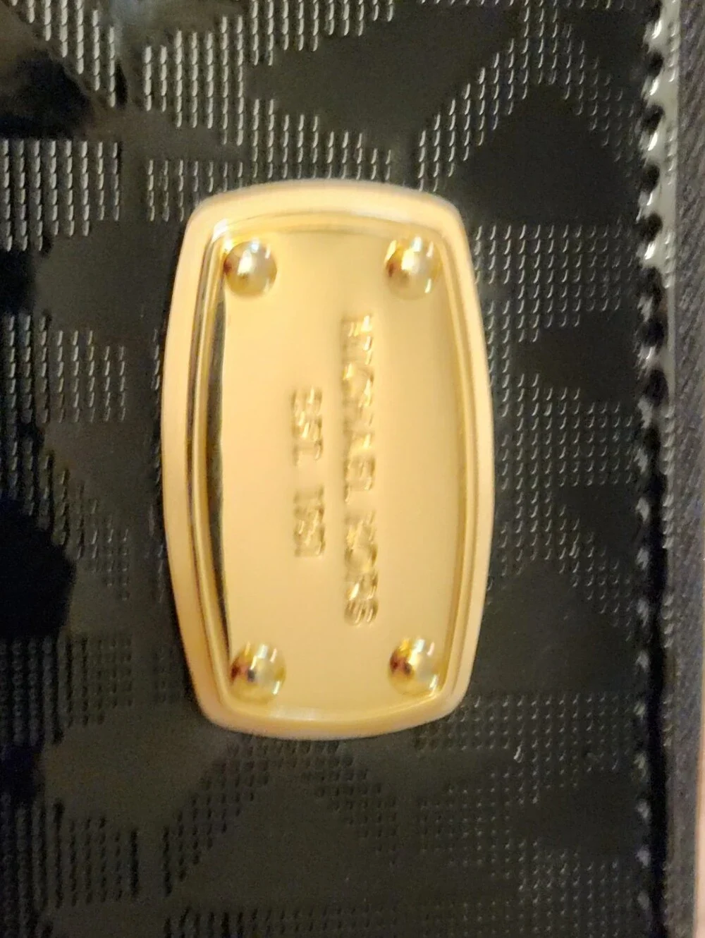 Michael Kors Black Large Patent Logo Zip Wallet with Gold Plaque